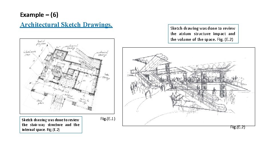 Example – (6) Architectural Sketch Drawings. Sketch drawing was done to review the stair-way
