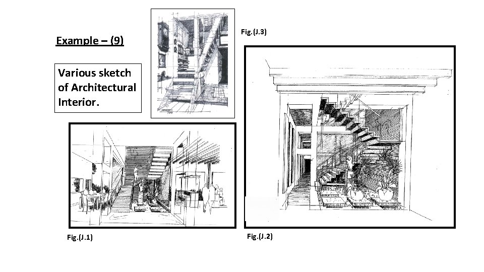 Example – (9) Fig. (J. 3) Various sketch of Architectural Interior. Fig. (J. 1)