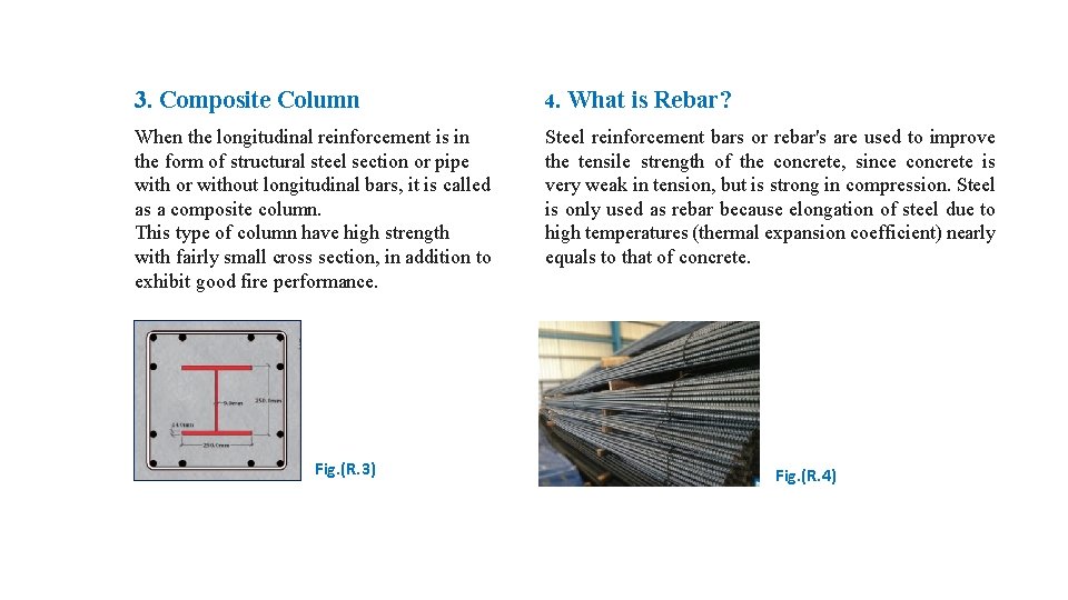 3. Composite Column 4. When the longitudinal reinforcement is in the form of structural