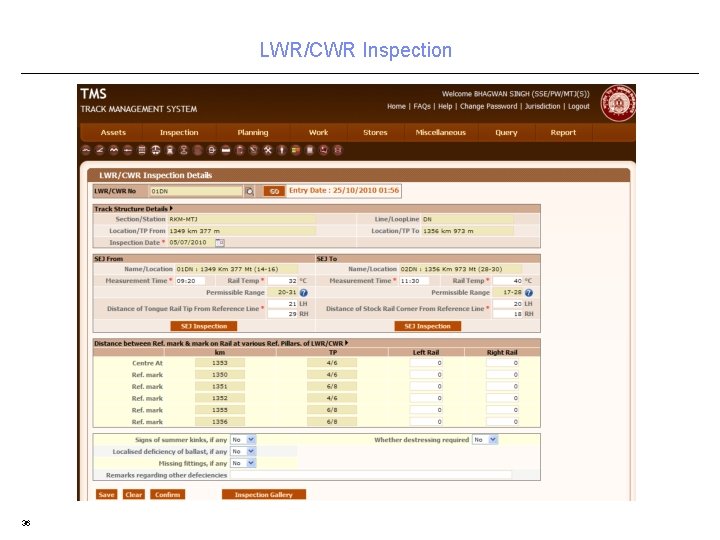 LWR/CWR Inspection 36 