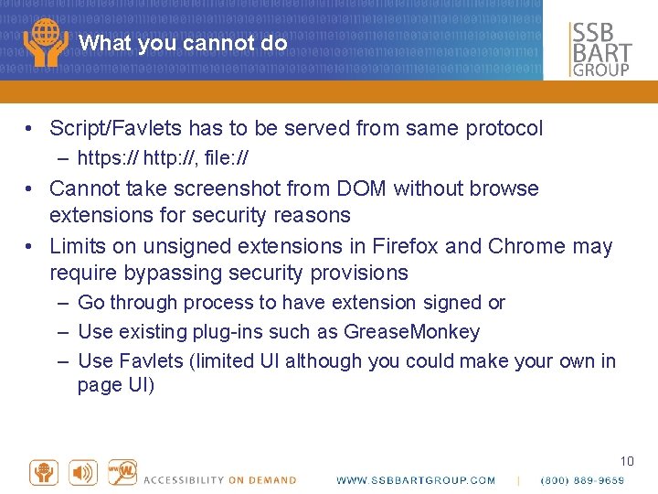 What you cannot do • Script/Favlets has to be served from same protocol –