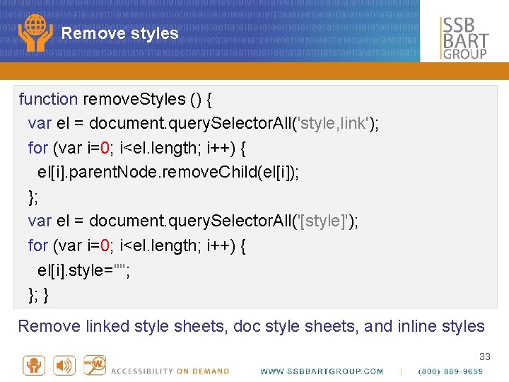 Remove styles function remove. Styles () { var el = document. query. Selector. All('style,