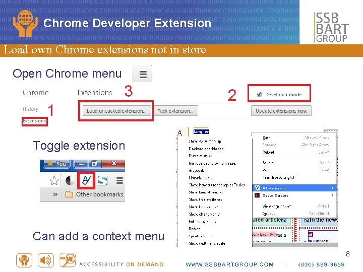 Chrome Developer Extension Load own Chrome extensions not in store Open Chrome menu Toggle