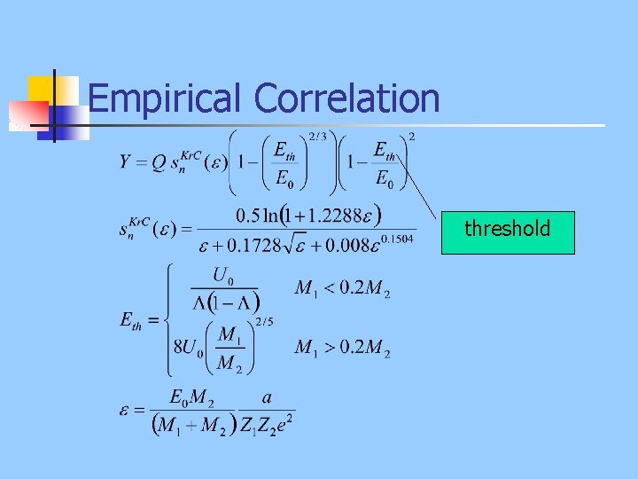 Empirical Correlation threshold 