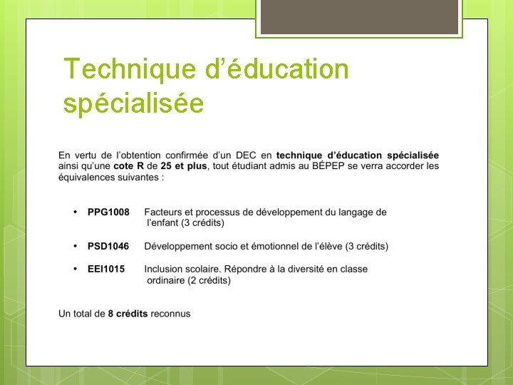 Technique d’éducation spécialisée Technique d’éducation spécialisée