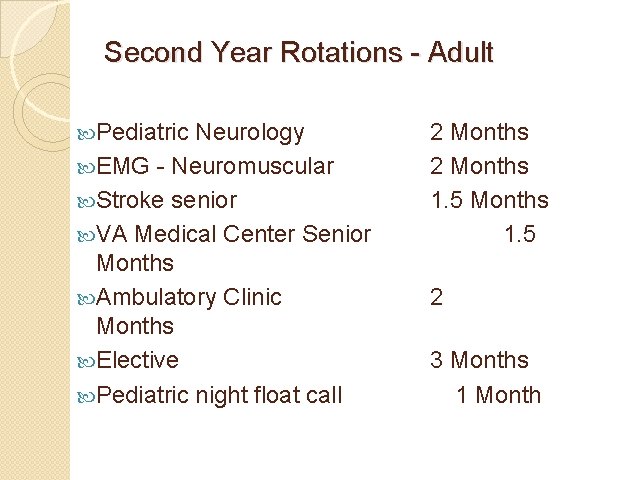 Second Year Rotations - Adult Pediatric Neurology EMG - Neuromuscular Stroke senior VA Medical