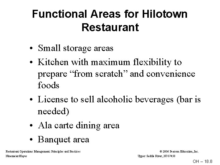 Functional Areas for Hilotown Restaurant • Small storage areas • Kitchen with maximum flexibility