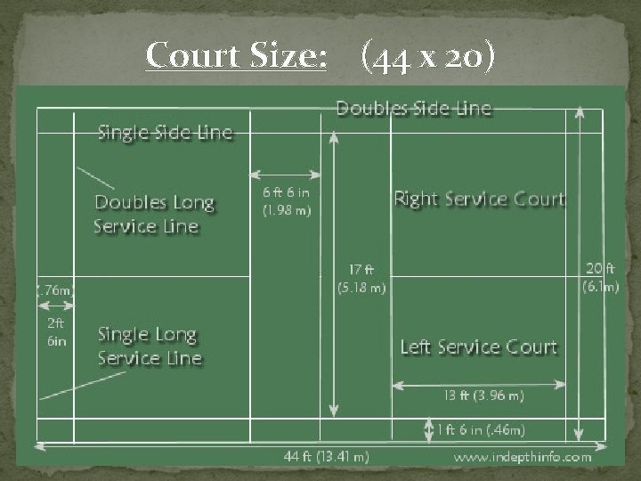 Court Size: (44 x 20) 