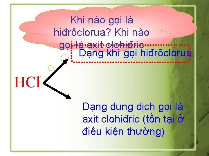 Khi nào gọi là hiđrôclorua? Khi nào gọi là axit clohiđric Dạng khí gọi