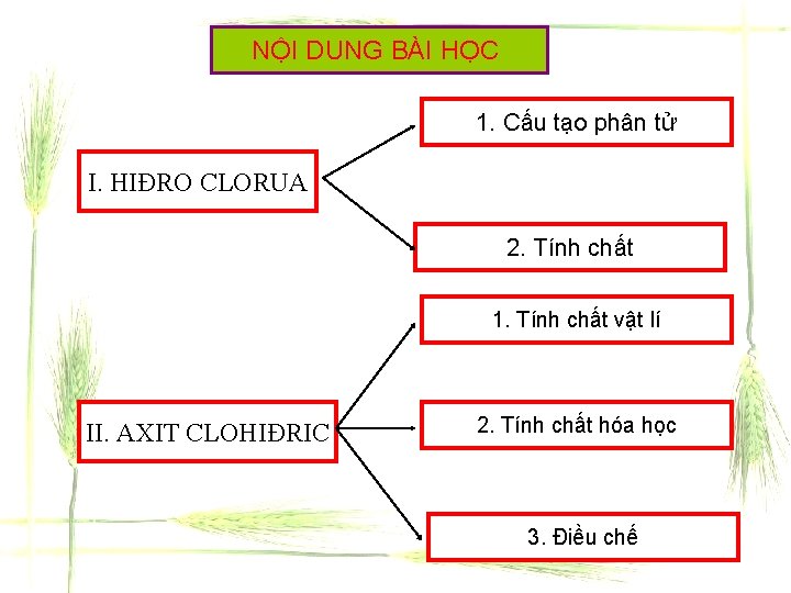 NỘI DUNG BÀI HỌC 1. Cấu tạo phân tử I. HIĐRO CLORUA 2. Tính