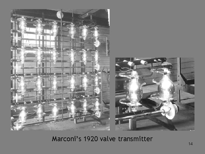 Marconi’s 1920 valve transmitter 14 