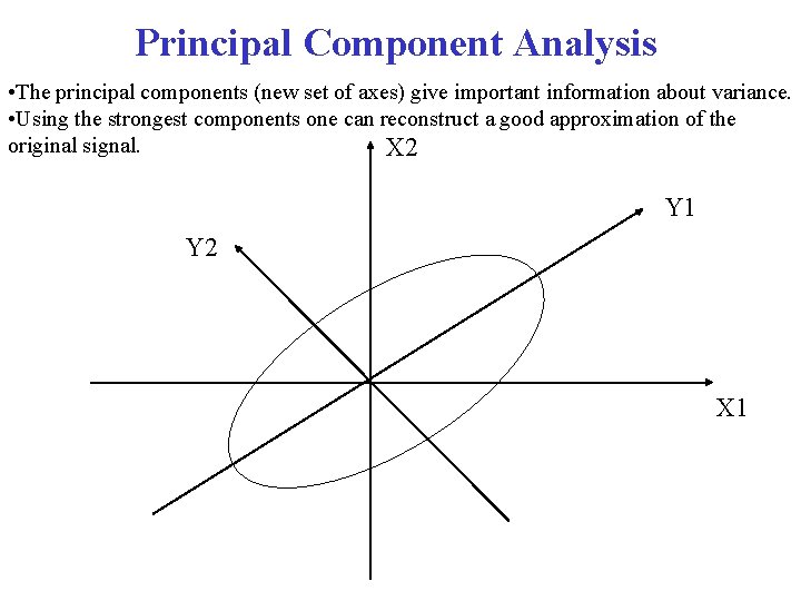 Principal Component Analysis • The principal components (new set of axes) give important information