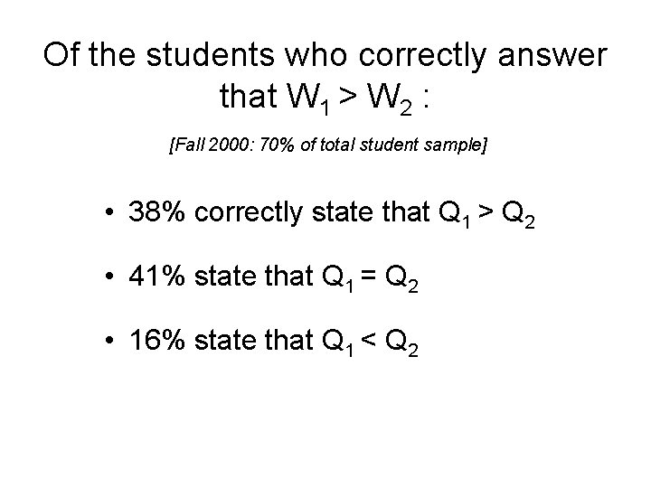 Of the students who correctly answer that W 1 > W 2 : [Fall