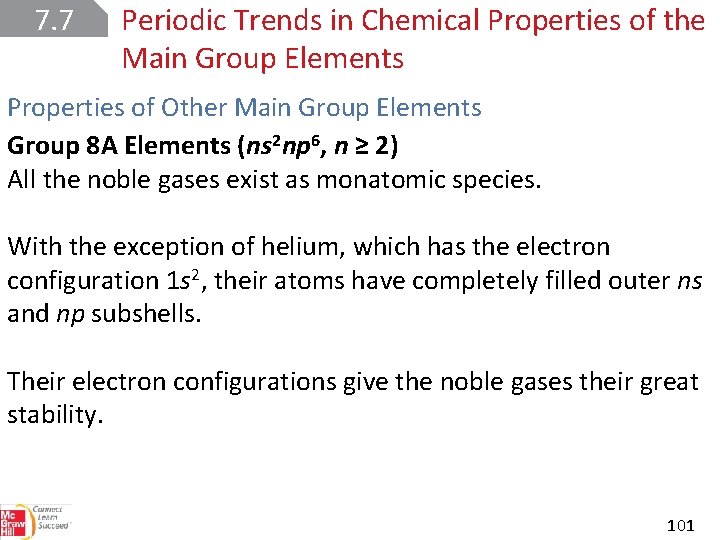 7. 7 Periodic Trends in Chemical Properties of the Main Group Elements Properties of