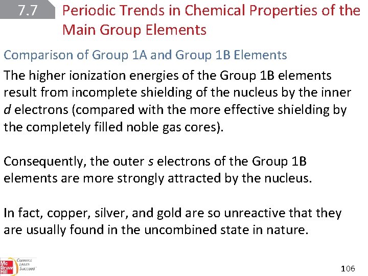 7. 7 Periodic Trends in Chemical Properties of the Main Group Elements Comparison of