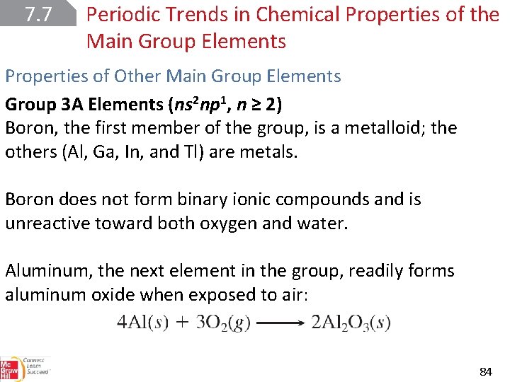 7. 7 Periodic Trends in Chemical Properties of the Main Group Elements Properties of