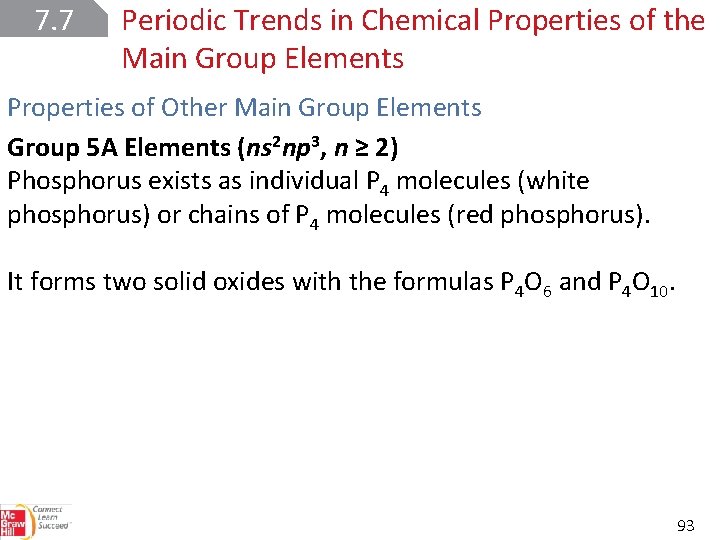 7. 7 Periodic Trends in Chemical Properties of the Main Group Elements Properties of