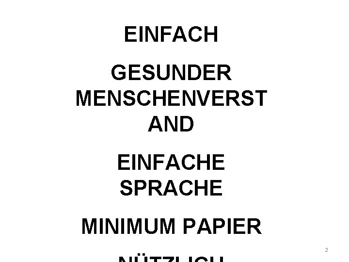 EINFACH GESUNDER MENSCHENVERST AND EINFACHE SPRACHE MINIMUM PAPIER 2 