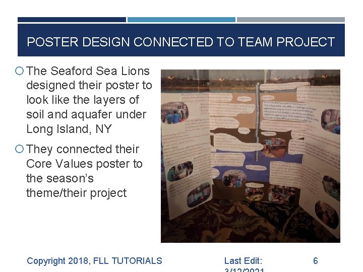 POSTER DESIGN CONNECTED TO TEAM PROJECT The Seaford Sea Lions designed their poster to POSTER DESIGN CONNECTED TO TEAM PROJECT The Seaford Sea Lions designed their poster to