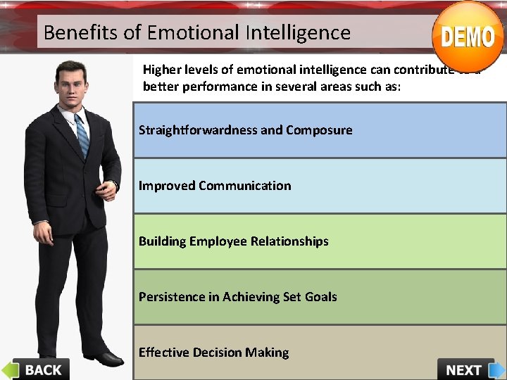Benefits of Emotional Intelligence Higher levels of emotional intelligence can contribute to a better Benefits of Emotional Intelligence Higher levels of emotional intelligence can contribute to a better