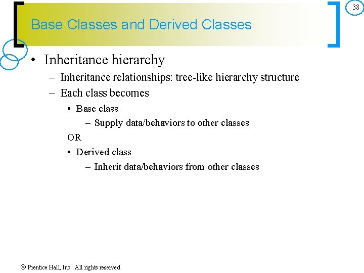 38 Base Classes and Derived Classes • Inheritance hierarchy – Inheritance relationships: tree-like hierarchy