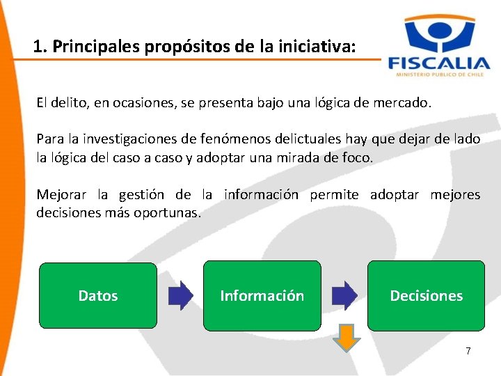 1. Principales propósitos de la iniciativa: El delito, en ocasiones, se presenta bajo una