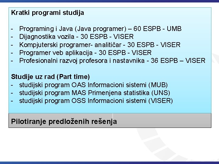 Kratki programi studija - Programing i Java (Java programer) – 60 ESPB - UMB