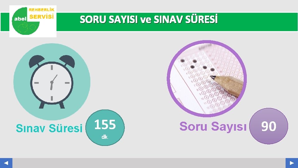 SORU SAYISI ve SINAV SÜRESİ Sınav Süresi 155 dk. Soru Sayısı Your Log o