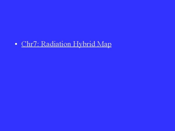 • Chr 7: Radiation Hybrid Map • Chr 7: Radiation Hybrid Map