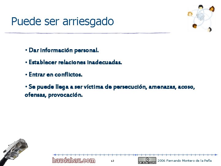 Puede ser arriesgado • Dar información personal. • Establecer relaciones inadecuadas. • Entrar en Puede ser arriesgado • Dar información personal. • Establecer relaciones inadecuadas. • Entrar en