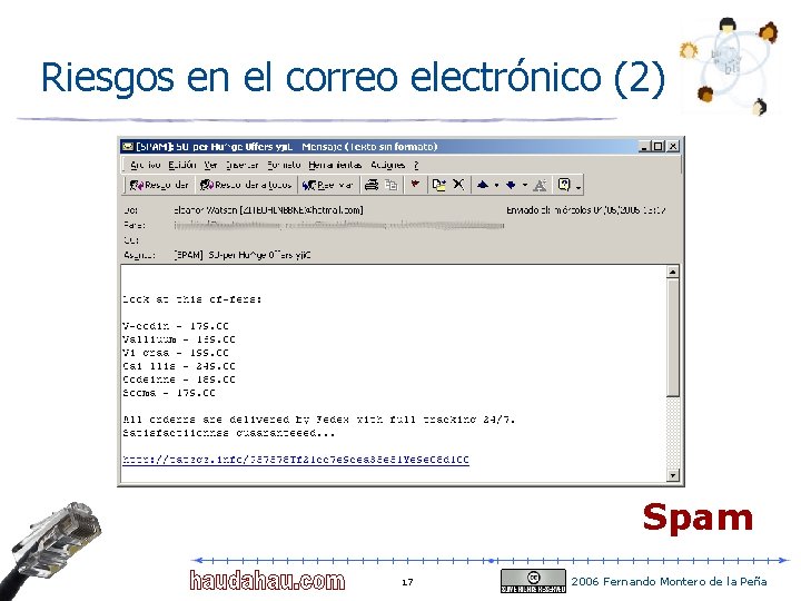 Riesgos en el correo electrónico (2) Spam 17 2006 Fernando Montero de la Peña Riesgos en el correo electrónico (2) Spam 17 2006 Fernando Montero de la Peña
