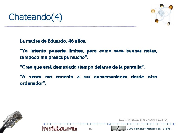 Chateando(4) La madre de Eduardo. 46 años. “Yo intento ponerle límites, pero como saca Chateando(4) La madre de Eduardo. 46 años. “Yo intento ponerle límites, pero como saca