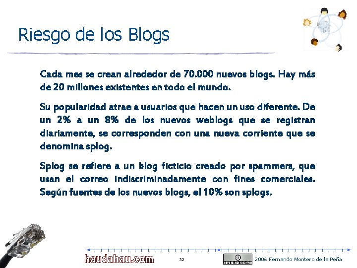 Riesgo de los Blogs Cada mes se crean alrededor de 70. 000 nuevos blogs. Riesgo de los Blogs Cada mes se crean alrededor de 70. 000 nuevos blogs.