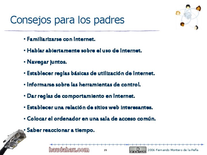 Consejos para los padres • Familiarizarse con Internet. • Hablar abiertamente sobre el uso Consejos para los padres • Familiarizarse con Internet. • Hablar abiertamente sobre el uso