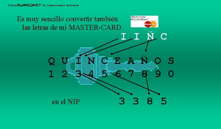Es muy sencillo convertir también las letras de mi MASTER-CARD I I Ñ C