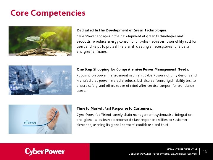 Core Competencies Dedicated to the Development of Green Technologies. Cyber. Power engages in the