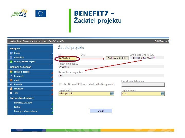 BENEFIT 7 – Žadatel projektu 