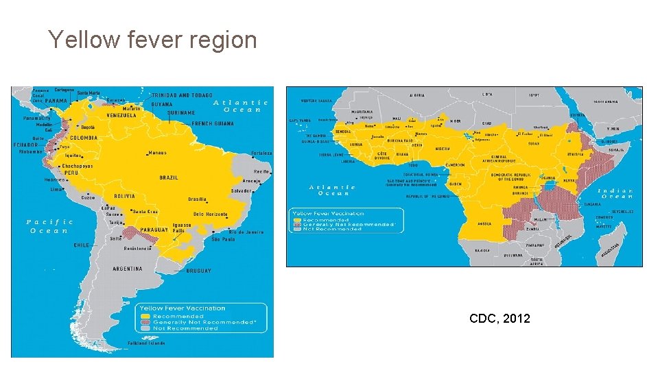 Yellow fever region CDC, 2012 