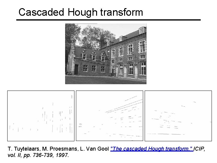 Cascaded Hough transform T. Tuytelaars, M. Proesmans, L. Van Gool "The cascaded Hough transform,