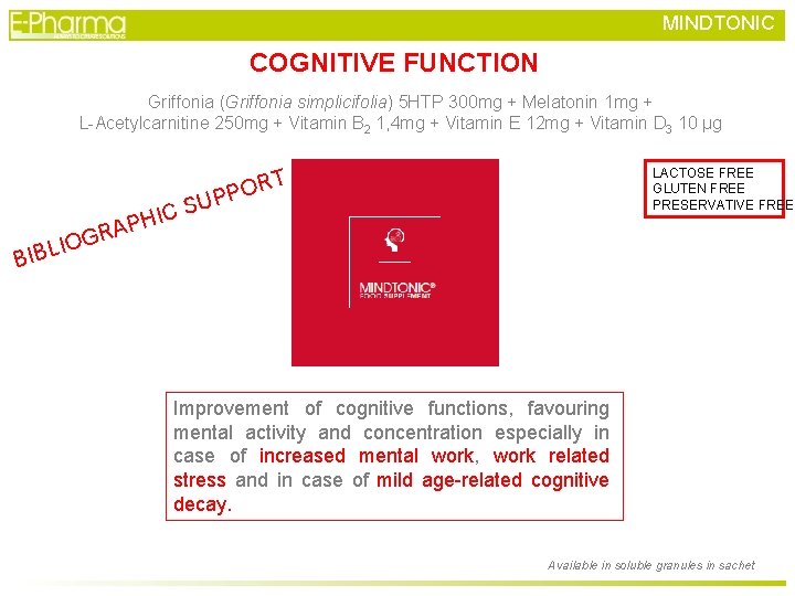 MINDTONIC COGNITIVE FUNCTION Griffonia (Griffonia simplicifolia) 5 HTP 300 mg + Melatonin 1 mg