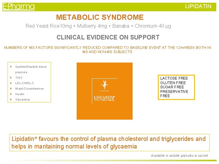 LIPIDATIN METABOLIC SYNDROME Red Yeast Rice 10 mg + Mulberry 4 mg + Banaba