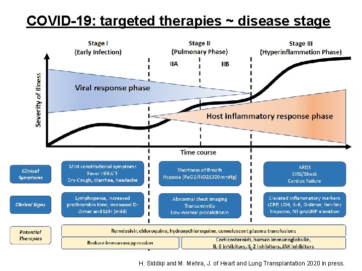 COVID-19: targeted therapies ~ disease stage H. Siddiqi and M. Mehra, J. of Heart