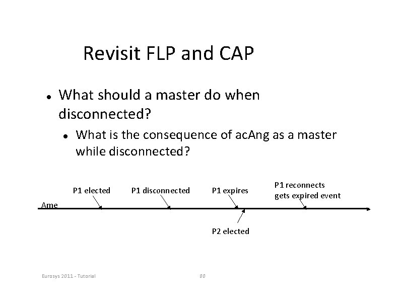 Revisit FLP and CAP What should a master do when disconnected? What is the