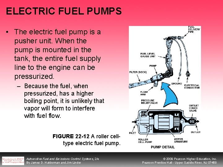 ELECTRIC FUEL PUMPS • The electric fuel pump is a pusher unit. When the ELECTRIC FUEL PUMPS • The electric fuel pump is a pusher unit. When the
