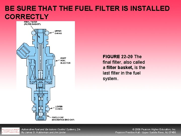 BE SURE THAT THE FUEL FILTER IS INSTALLED CORRECTLY FIGURE 22 -20 The final BE SURE THAT THE FUEL FILTER IS INSTALLED CORRECTLY FIGURE 22 -20 The final