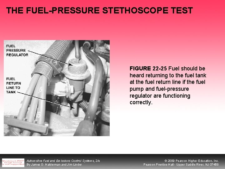 THE FUEL-PRESSURE STETHOSCOPE TEST FIGURE 22 -25 Fuel should be heard returning to the THE FUEL-PRESSURE STETHOSCOPE TEST FIGURE 22 -25 Fuel should be heard returning to the