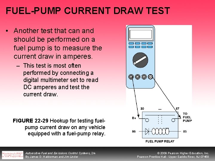 FUEL-PUMP CURRENT DRAW TEST • Another test that can and should be performed on FUEL-PUMP CURRENT DRAW TEST • Another test that can and should be performed on