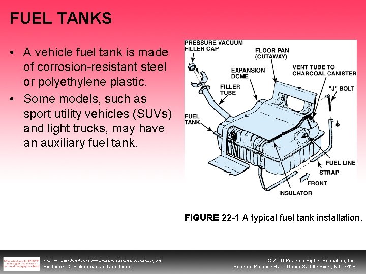 FUEL TANKS • A vehicle fuel tank is made of corrosion-resistant steel or polyethylene FUEL TANKS • A vehicle fuel tank is made of corrosion-resistant steel or polyethylene