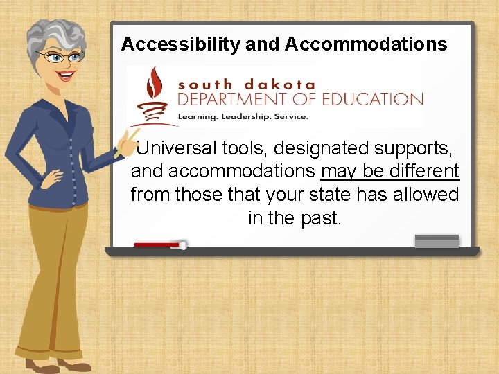 Accessibility and Accommodations Universal tools, designated supports, and accommodations may be different from those