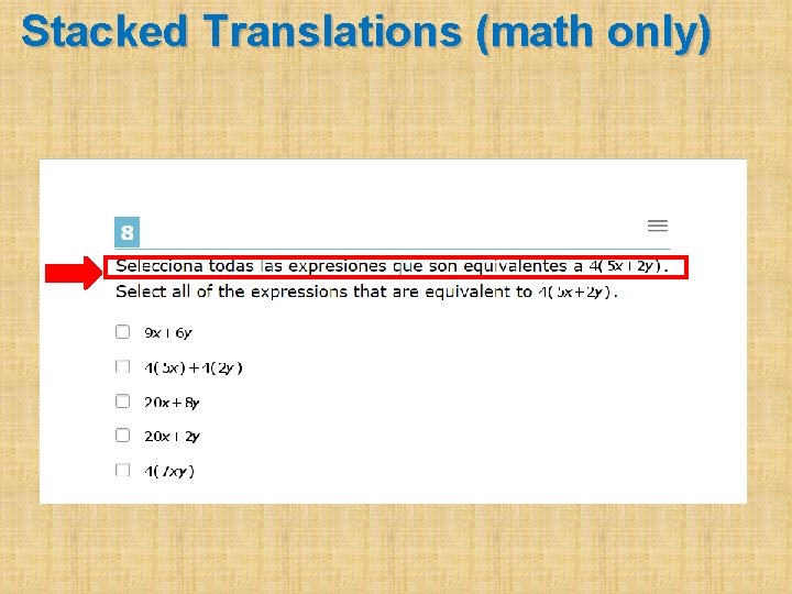 Stacked Translations (math only) 